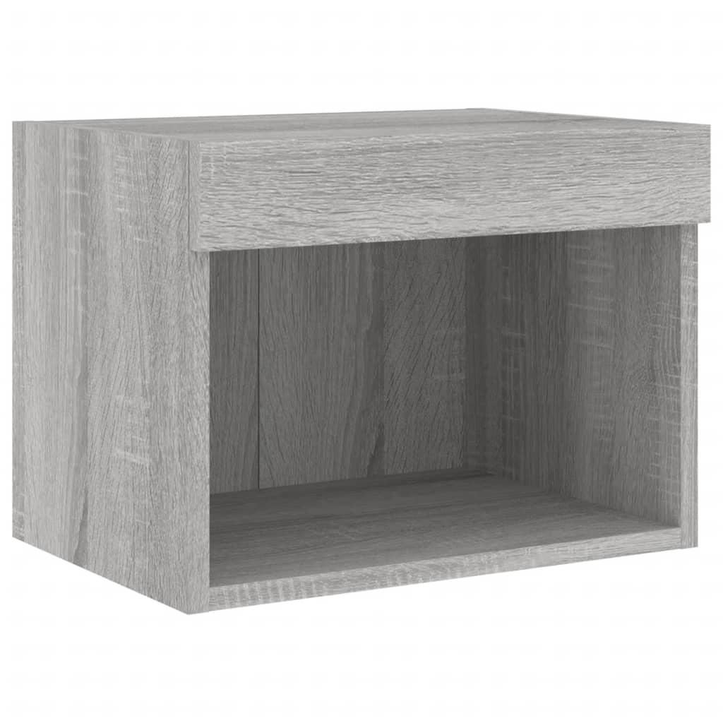 Wall-mounted bedside tables with LED lights 2 pcs. Gray Sonoma