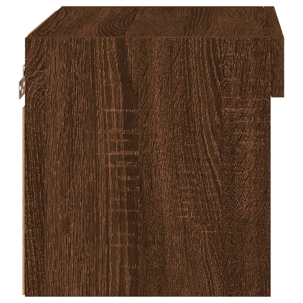 Wall-mounted bedside tables with LED lights 2 pcs. Brown oak look