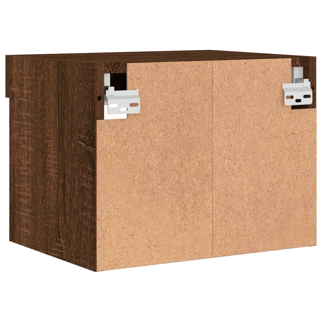 Wall-mounted bedside tables with LED lights 2 pcs. Brown oak look