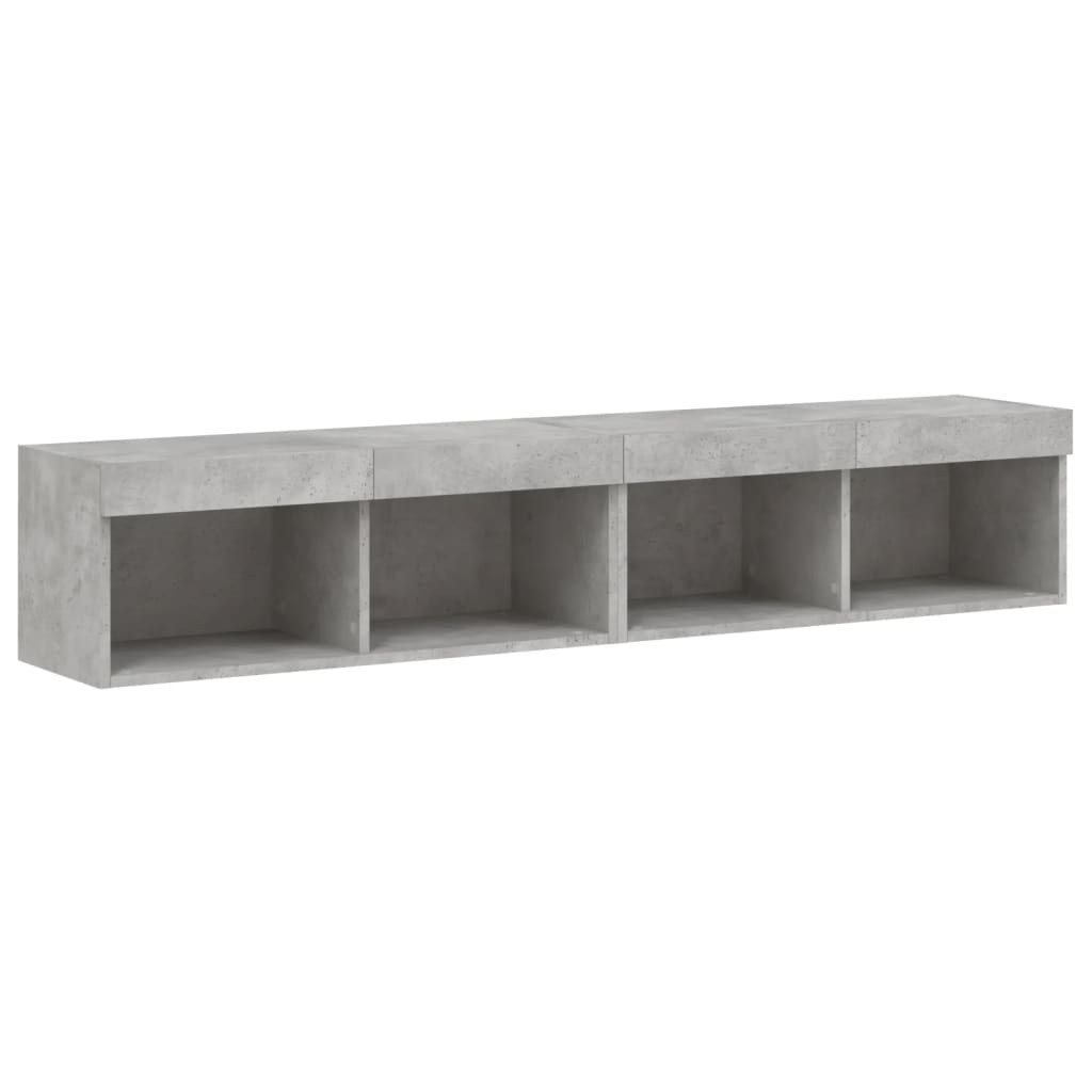 Meubles TV avec éclairage LED, 2 pièces, gris béton, 80 x 30 x 30 cm