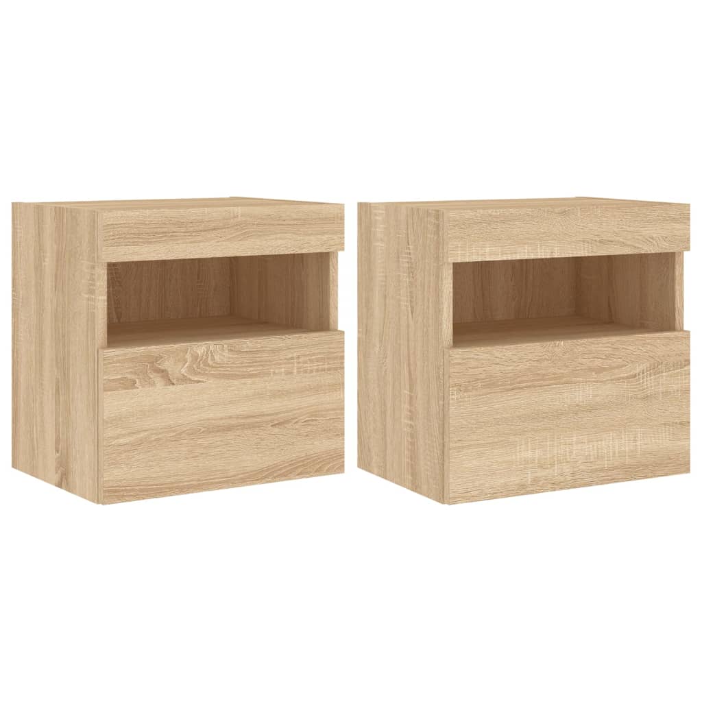 TV wall cabinets with LED lights 2 pcs. Sonoma oak 40x30x40cm
