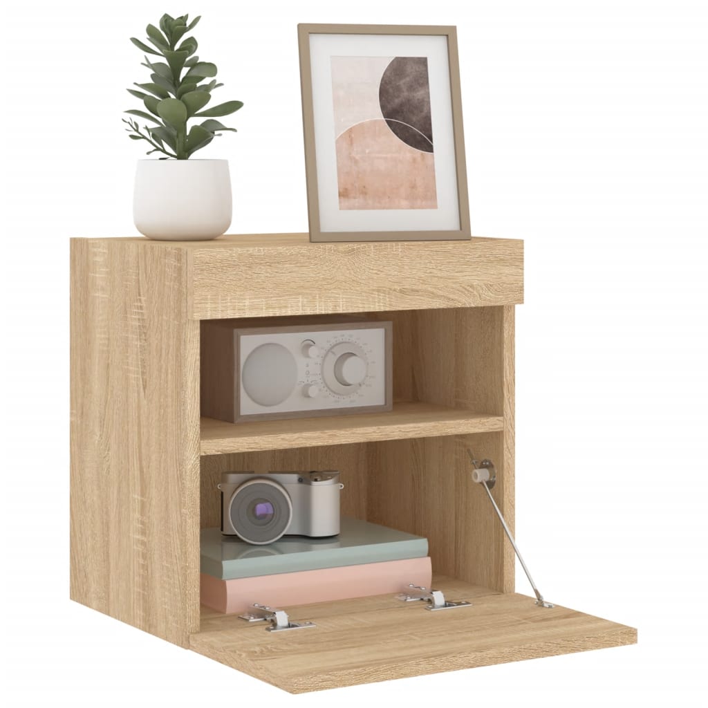 TV wall cabinets with LED lights 2 pcs. Sonoma oak 40x30x40cm