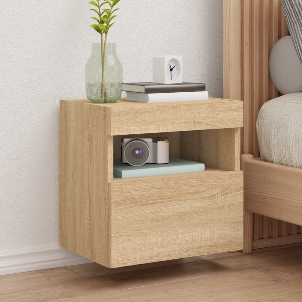 TV wall cabinets with LED lights 2 pcs. Sonoma oak 40x30x40cm