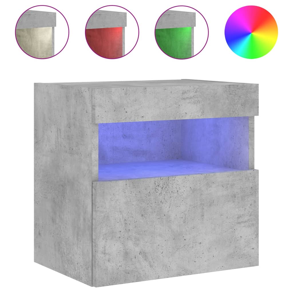 TV wall cabinet with LED lights concrete grey 40x30x40 cm