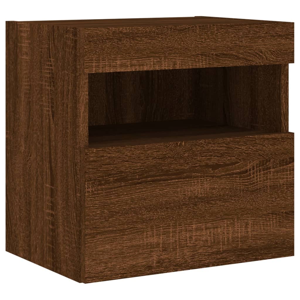 TV wall cabinet with LED lights brown oak look 40x30x40 cm