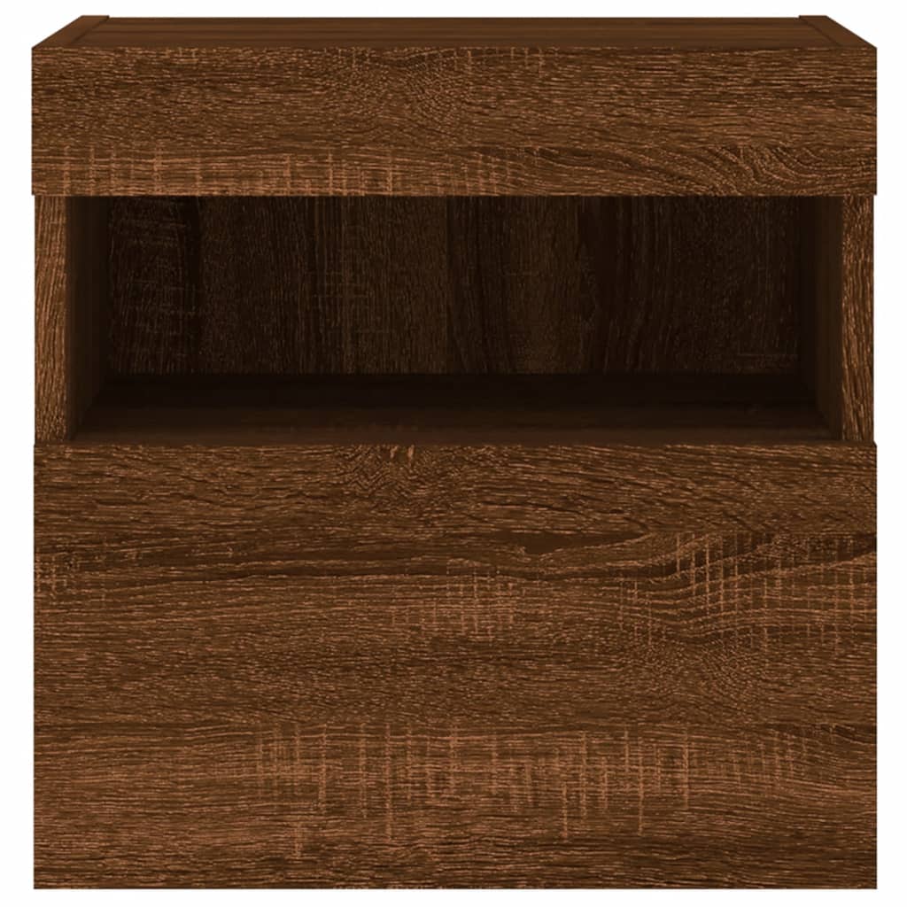 TV wall cabinet with LED lights brown oak look 40x30x40 cm