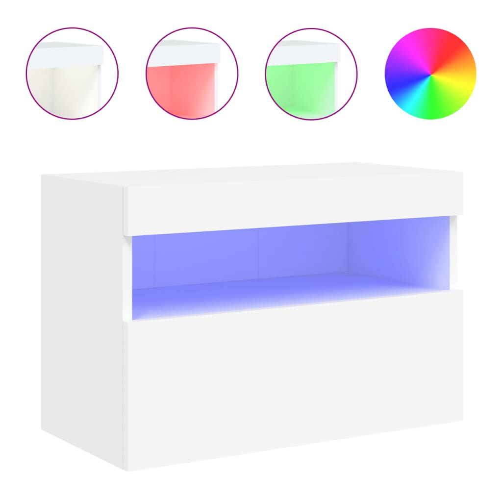 Meuble TV mural avec éclairage LED blanc 60x30x40 cm