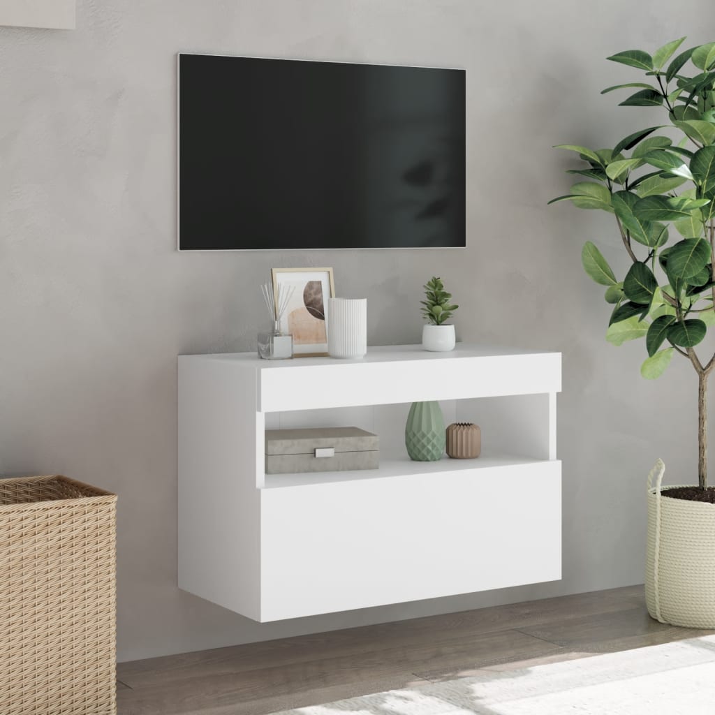 Meuble TV mural avec éclairage LED blanc 60x30x40 cm