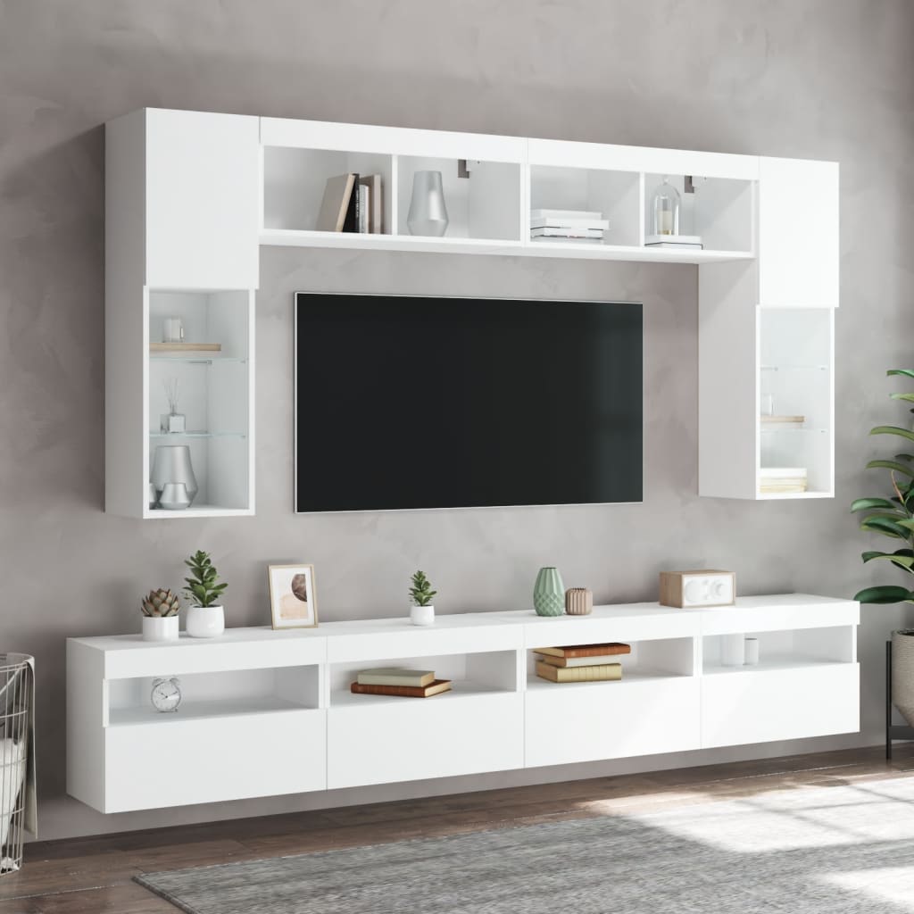 Meuble TV mural avec éclairage LED blanc 60x30x40 cm
