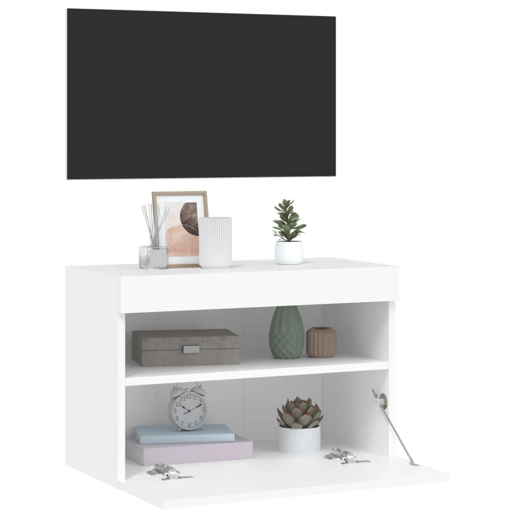 Meuble TV mural avec éclairage LED blanc 60x30x40 cm