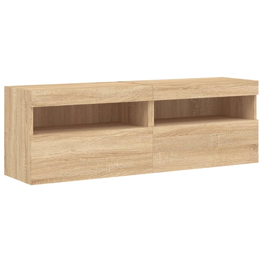TV wall cabinets with LED lights 2 pcs. Sonoma oak 60x30x40cm