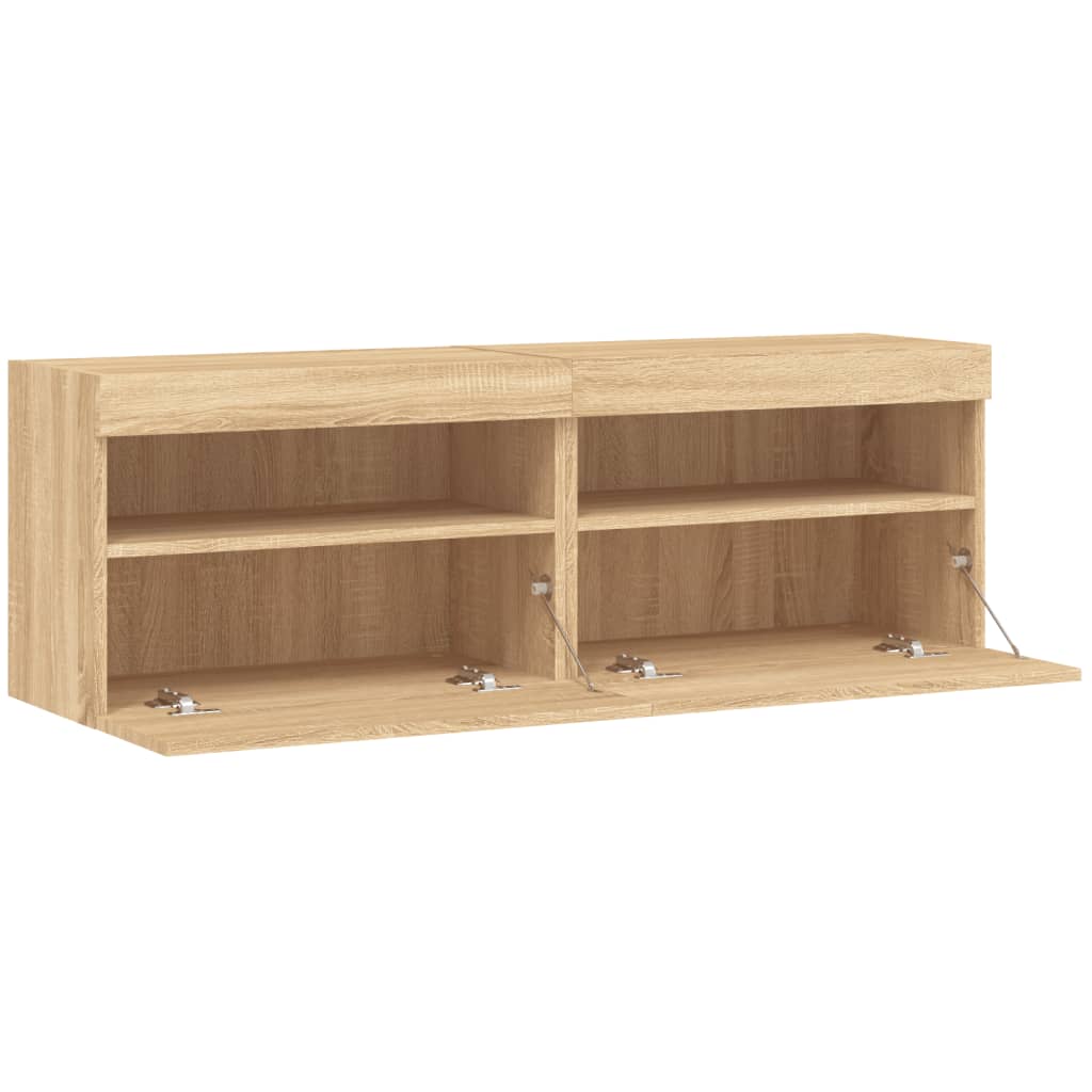 TV wall cabinets with LED lights 2 pcs. Sonoma oak 60x30x40cm