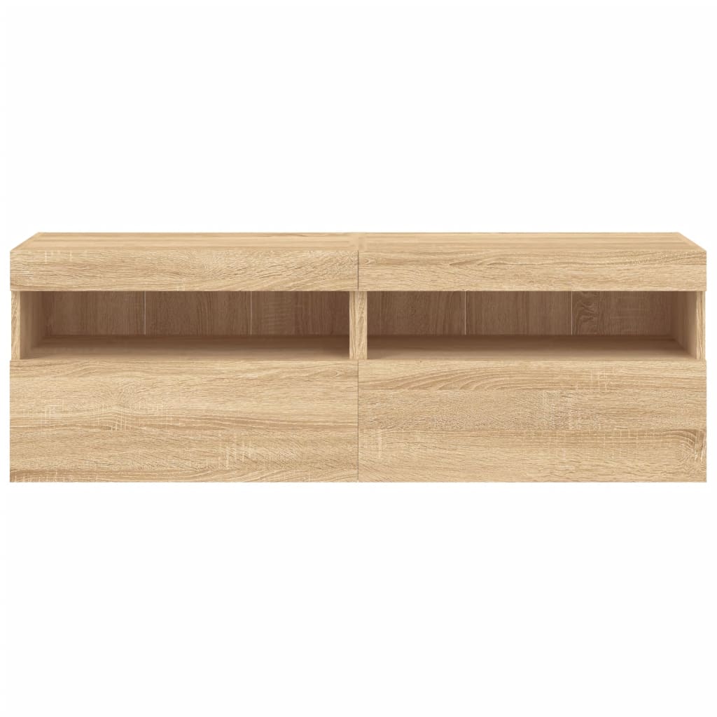 TV wall cabinets with LED lights 2 pcs. Sonoma oak 60x30x40cm