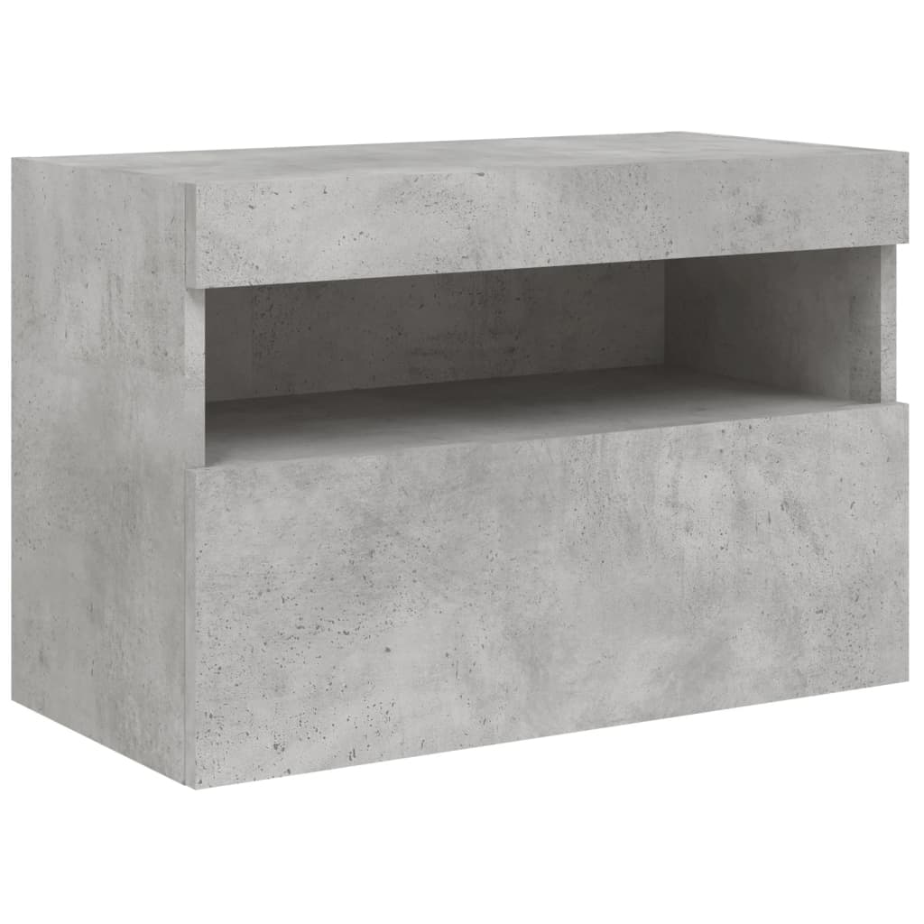 TV wall cabinet with LED lights concrete grey 60x30x40 cm