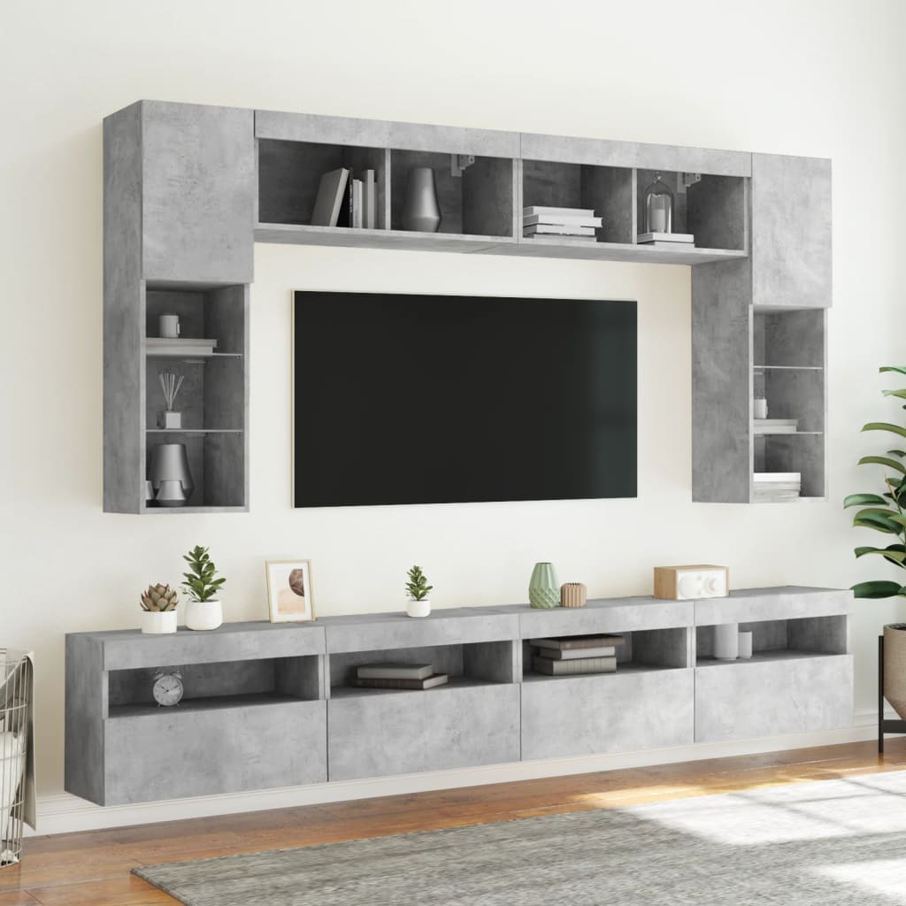TV wall cabinet with LED lights concrete grey 60x30x40 cm