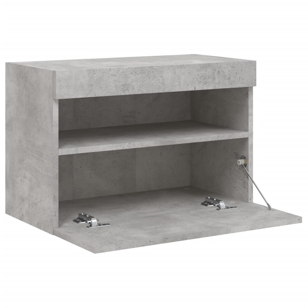 TV wall cabinet with LED lights concrete grey 60x30x40 cm