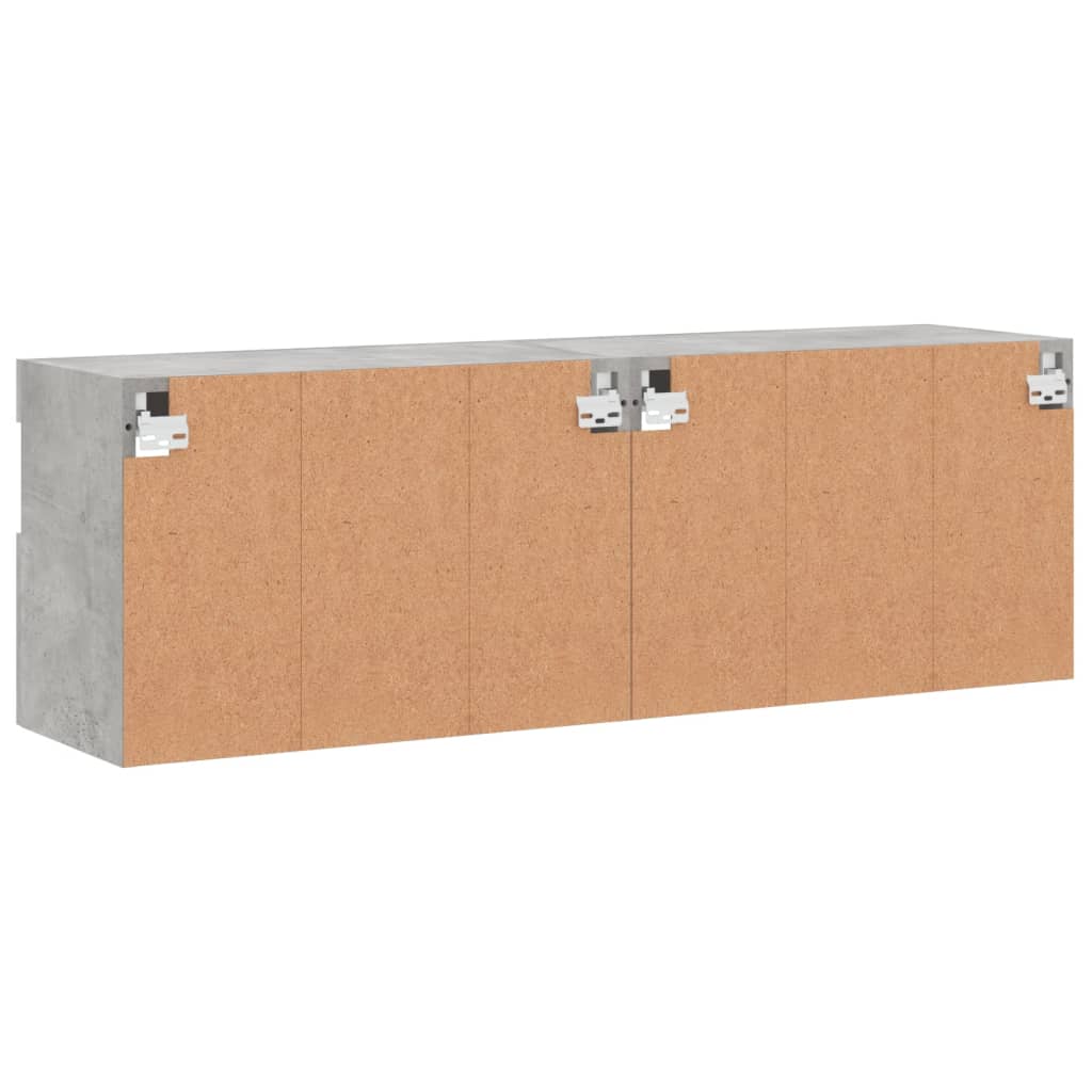 Meubles TV muraux avec lumières LED 2 pièces Gris béton 60x30x40 cm.