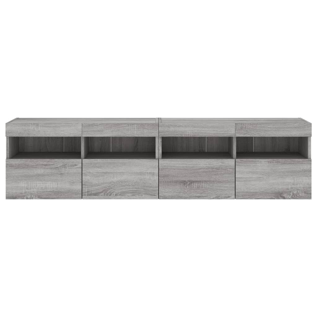 TV-Wandschränke mit LED-Leuchten 2 Stk. Grau Sonoma 80x30x40 cm