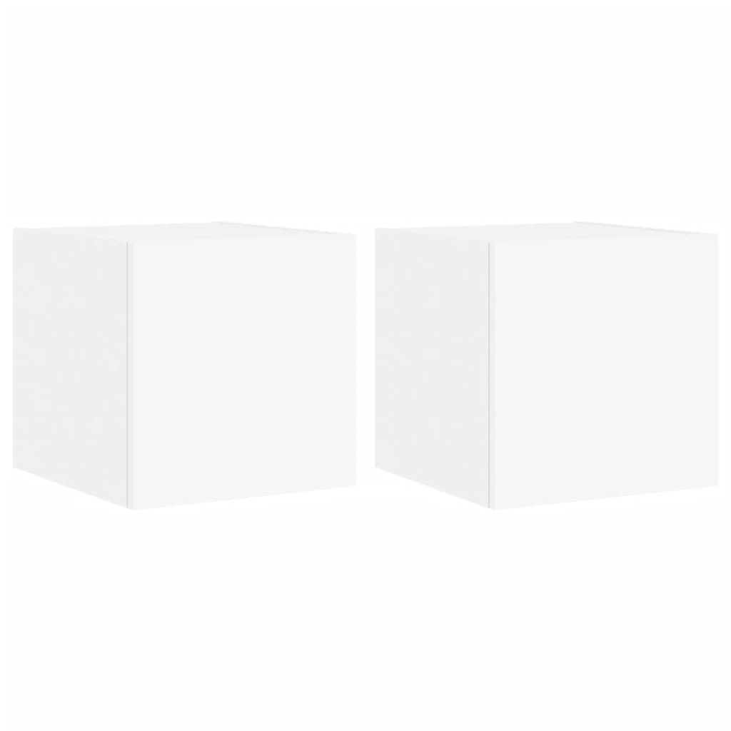TV wall cabinets with LED lights 2 pcs. White 30.5x35x30 cm