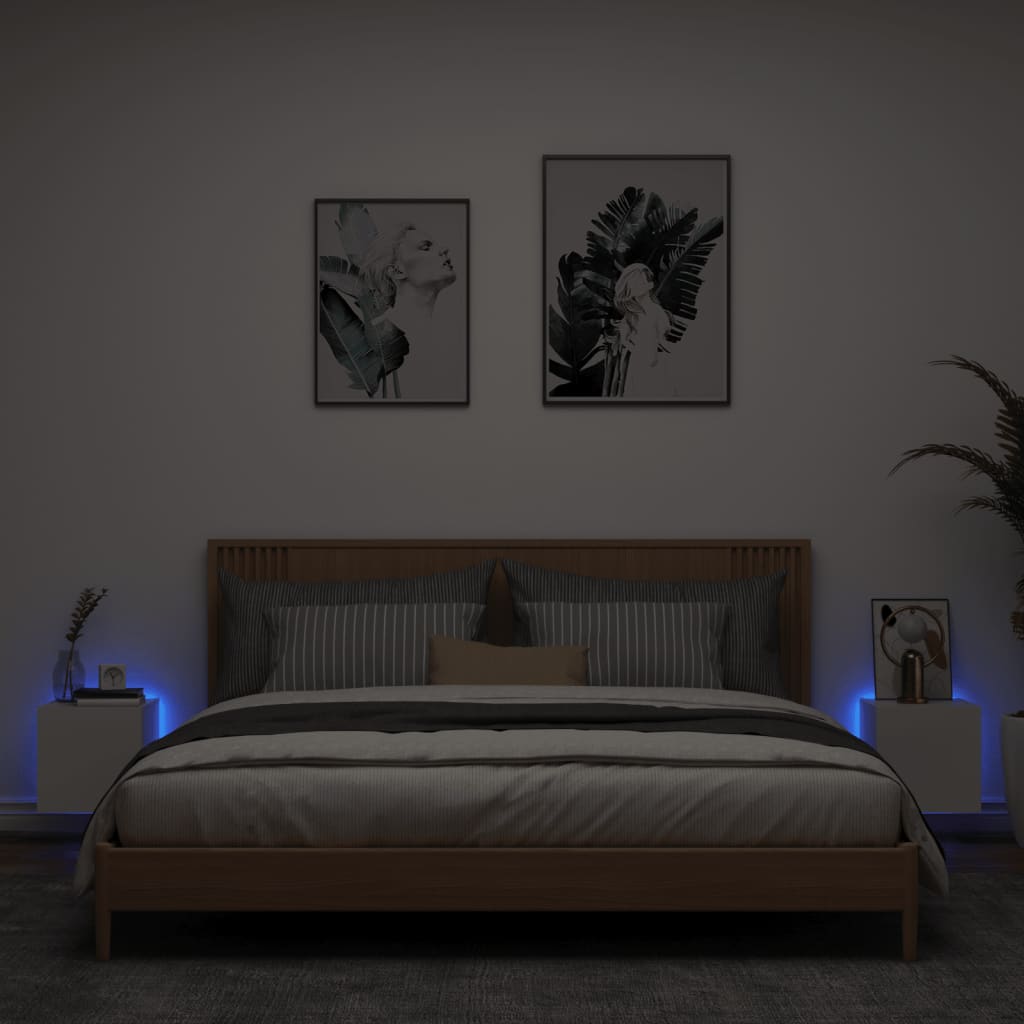 TV wall cabinets with LED lights 2 pcs. White 30.5x35x30 cm