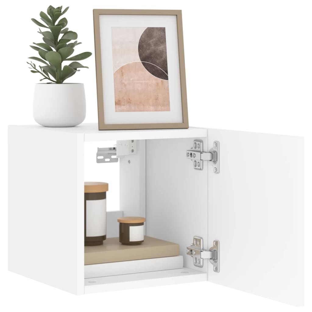 TV wall cabinets with LED lights 2 pcs. White 30.5x35x30 cm
