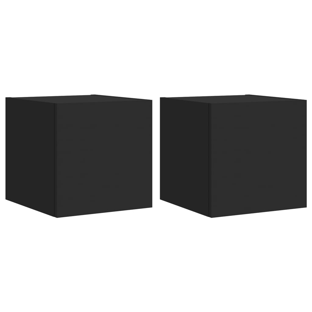 TV wall cabinets with LED lights 2 pcs. Black 30.5x35x30 cm