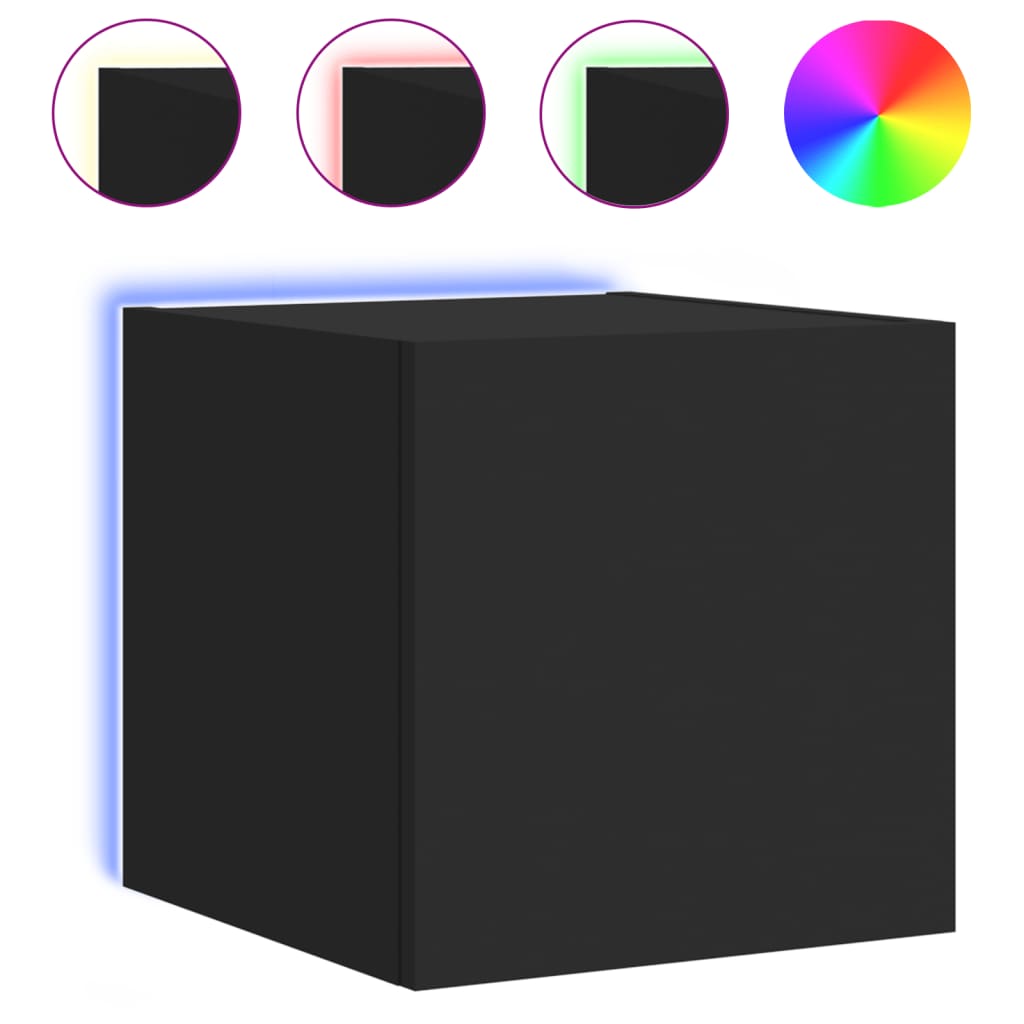 TV wall cabinets with LED lights 2 pcs. Black 30.5x35x30 cm
