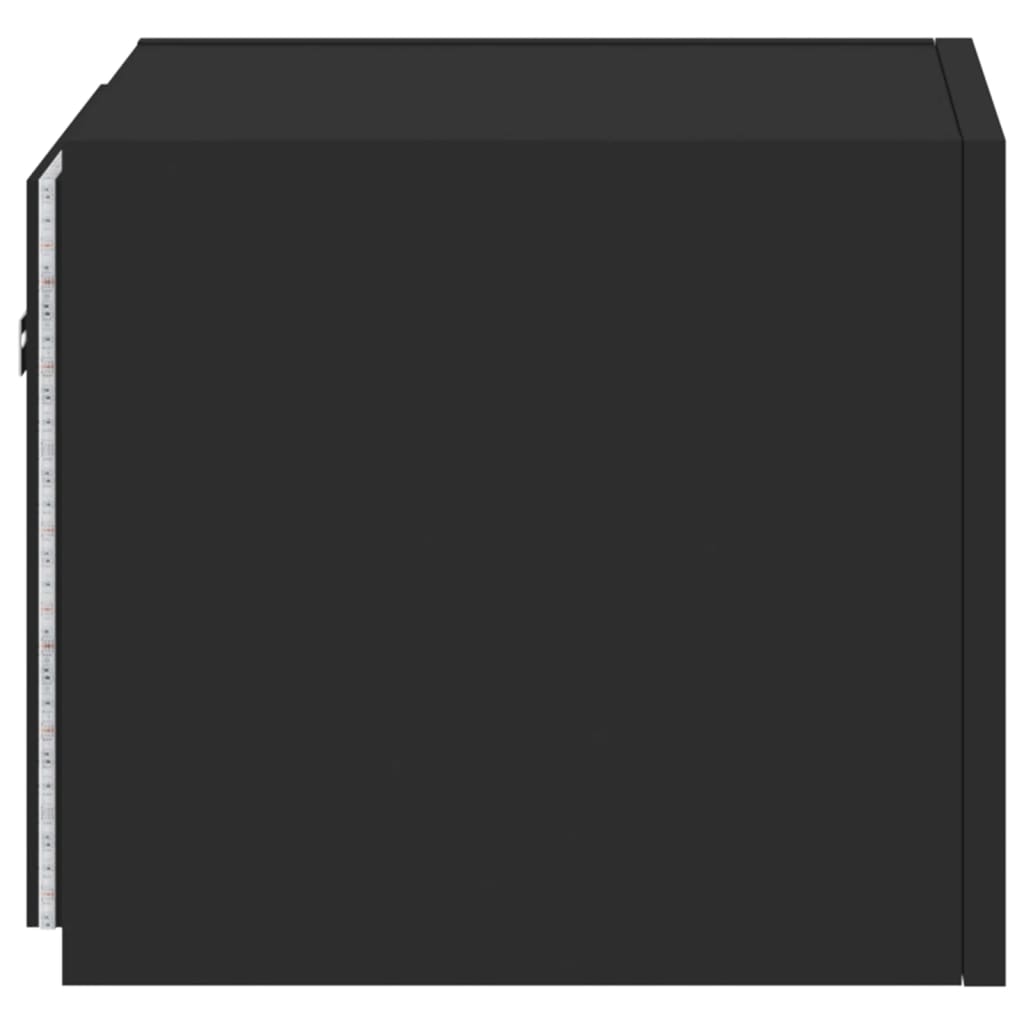 TV wall cabinets with LED lights 2 pcs. Black 30.5x35x30 cm