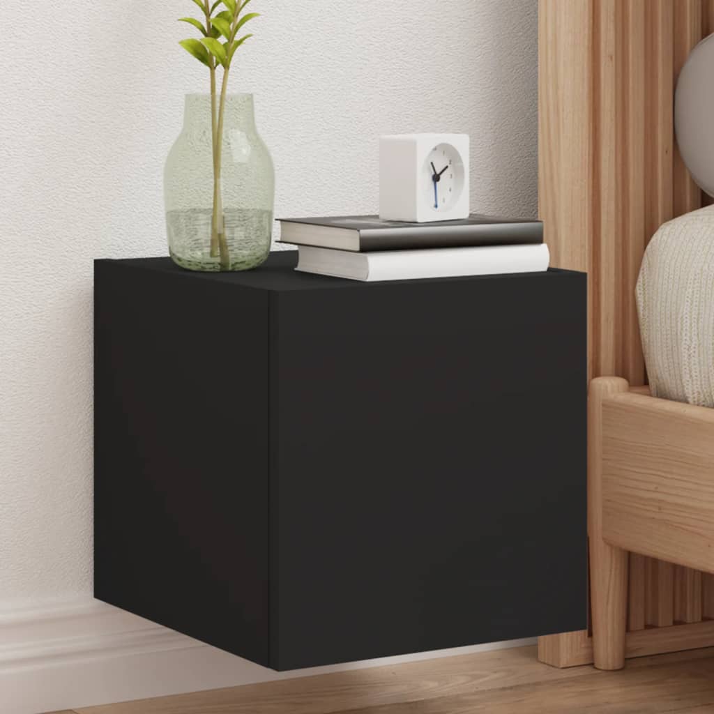 TV wall cabinets with LED lights 2 pcs. Black 30.5x35x30 cm