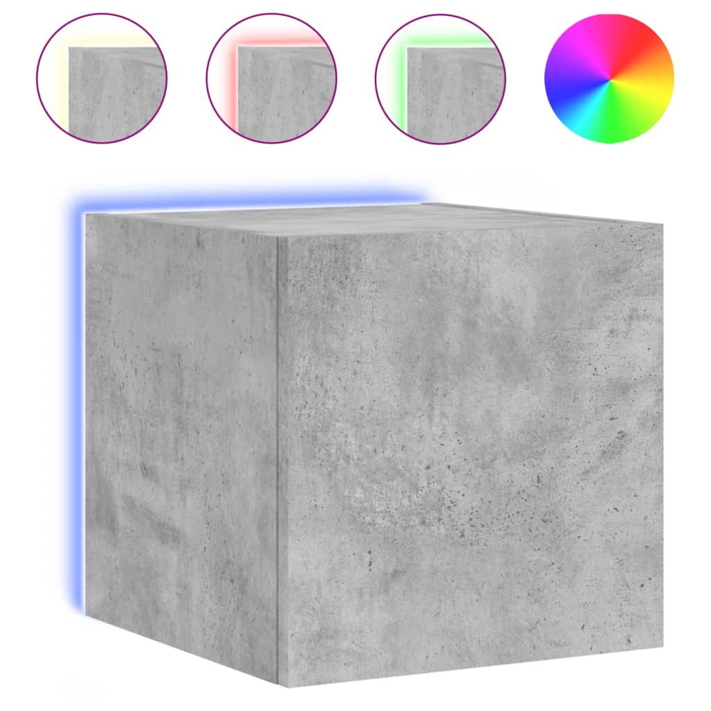 TV wall cabinet with LED lights concrete grey 30.5x35x30 cm