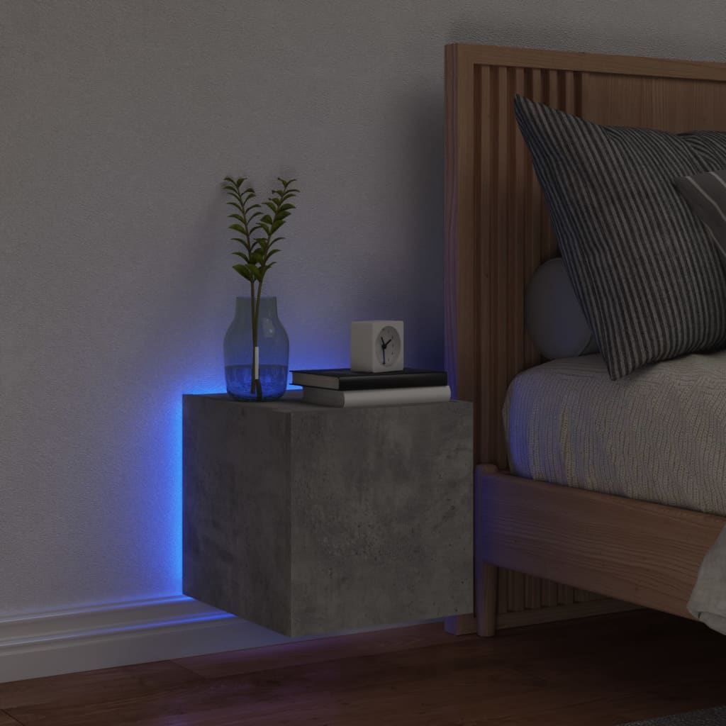 TV wall cabinet with LED lights concrete grey 30.5x35x30 cm
