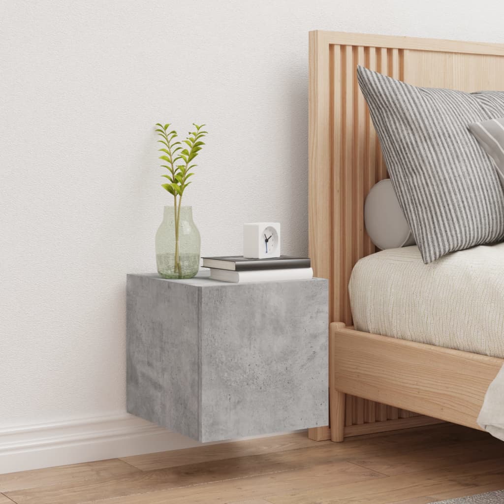 TV wall cabinet with LED lights concrete grey 30.5x35x30 cm