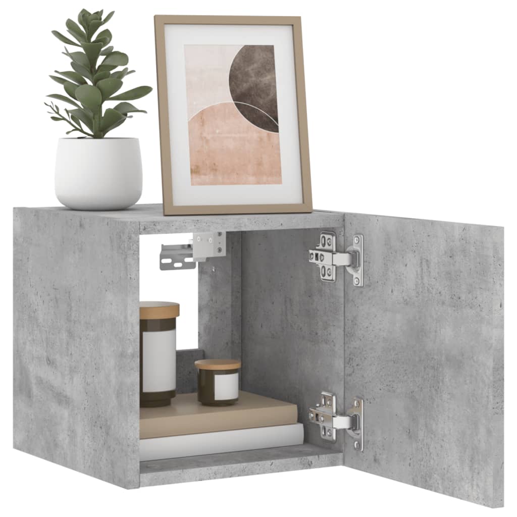 TV wall cabinet with LED lights concrete grey 30.5x35x30 cm