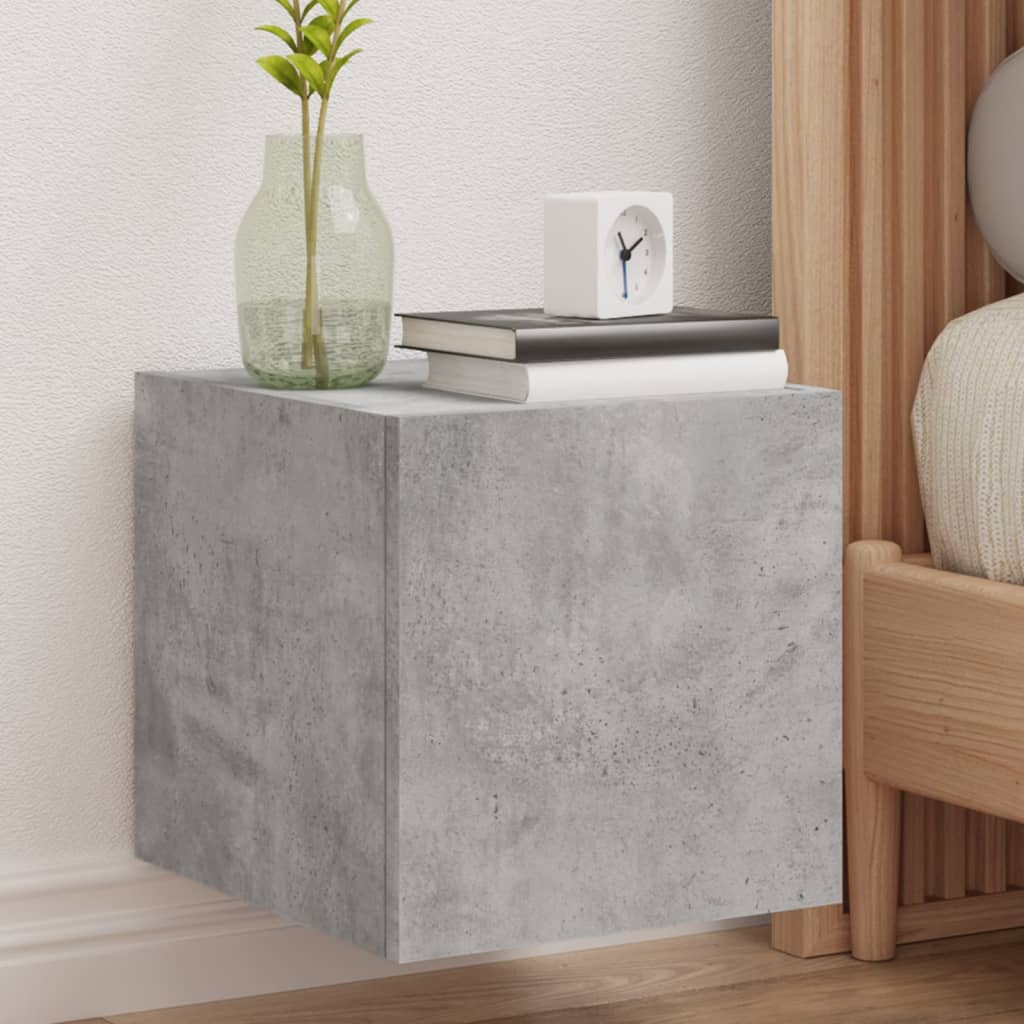 TV wall cabinet with LED lights concrete grey 30.5x35x30 cm