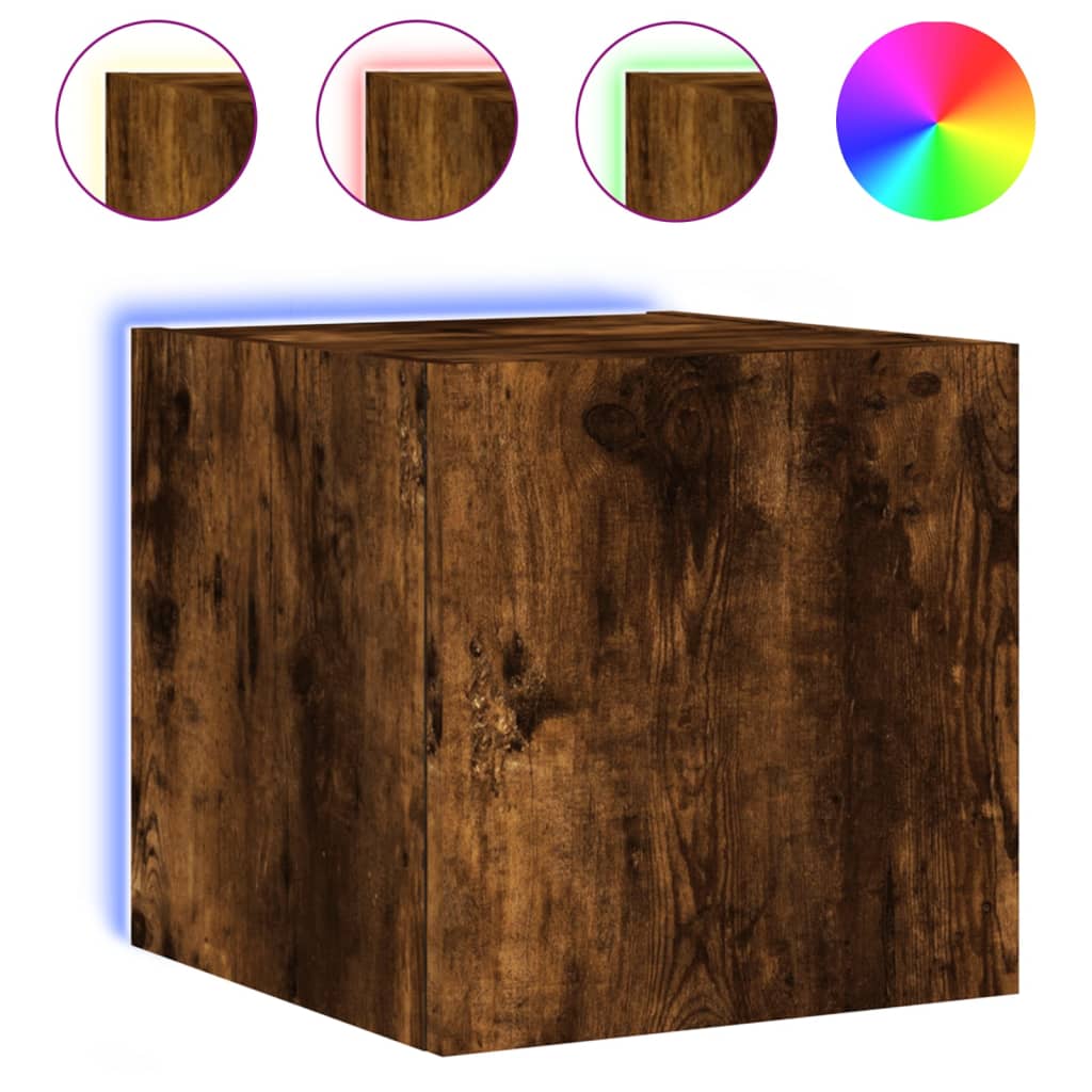TV wall cabinets with LED lights 2 pcs. Smoked oak