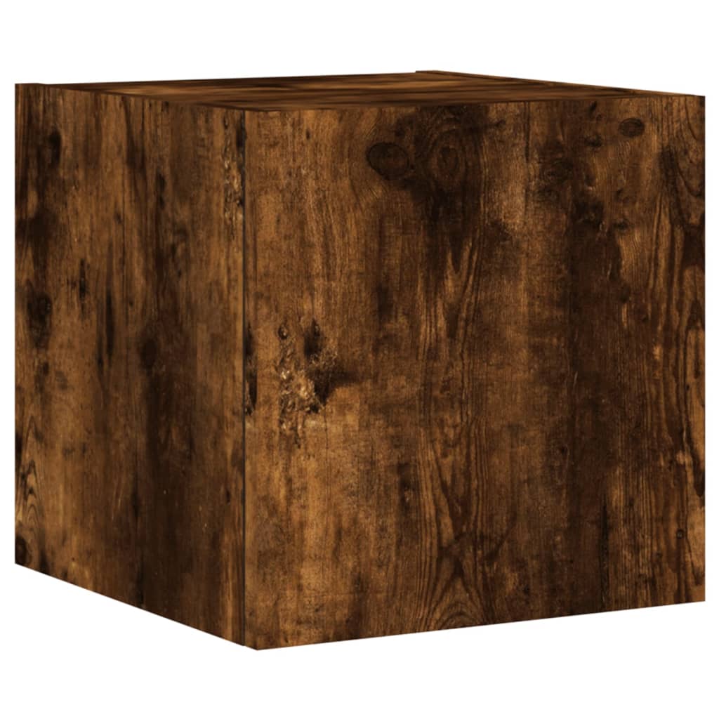 TV wall cabinets with LED lights 2 pcs. Smoked oak