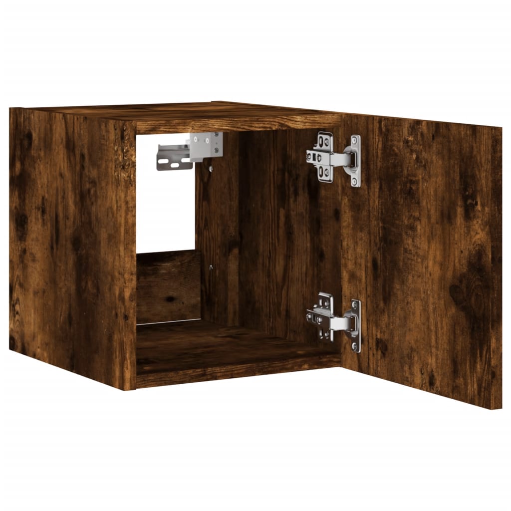 TV wall cabinets with LED lights 2 pcs. Smoked oak