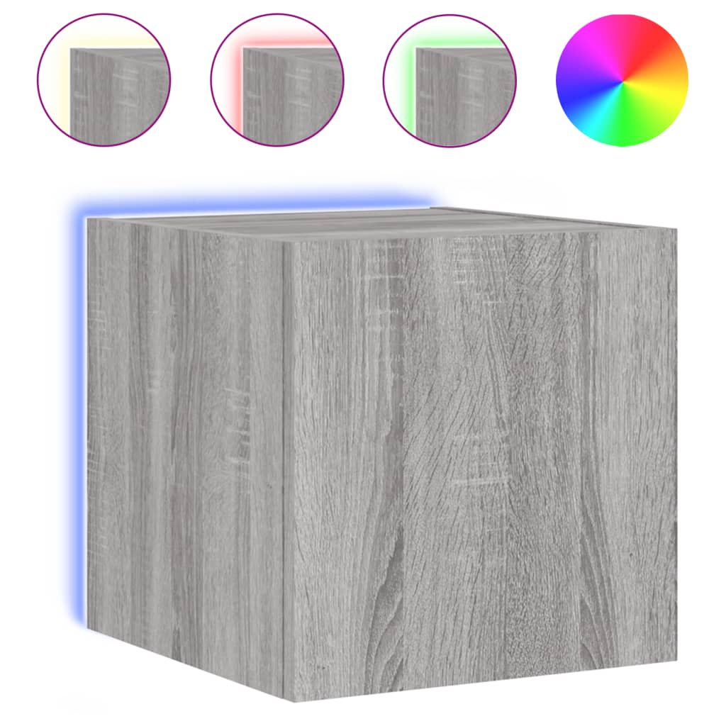TV wall cabinet with LED lights Gray Sonoma 30.5x35x30 cm