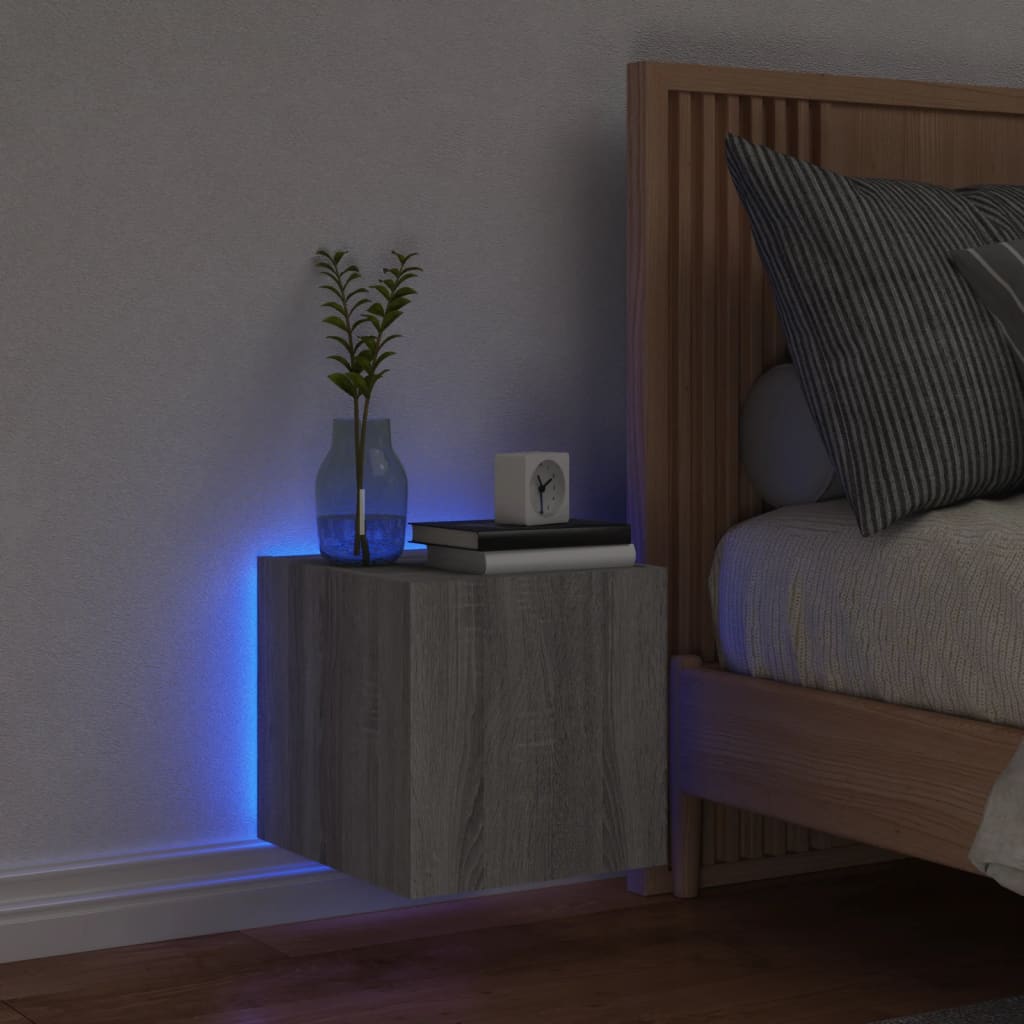 TV wall cabinet with LED lights Gray Sonoma 30.5x35x30 cm