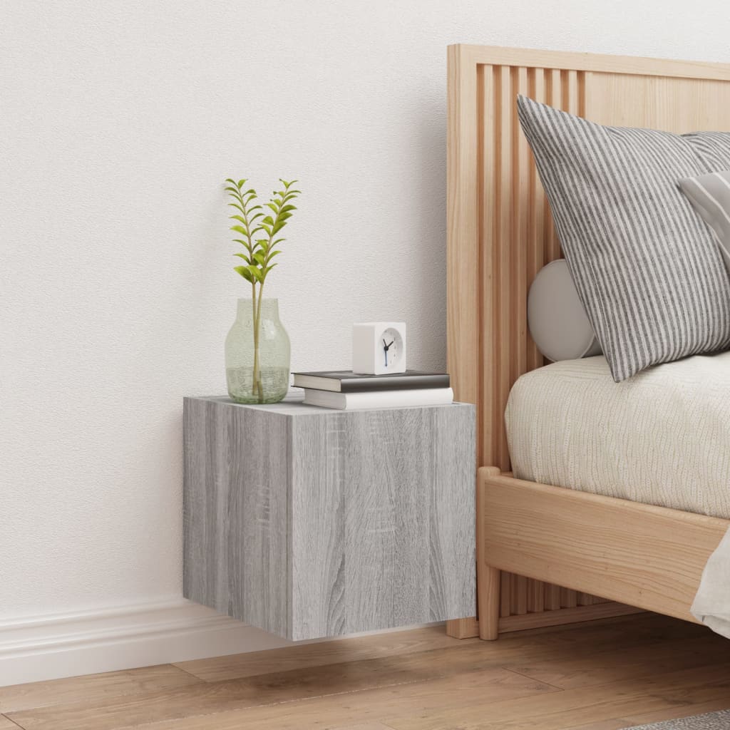 TV wall cabinet with LED lights Gray Sonoma 30.5x35x30 cm