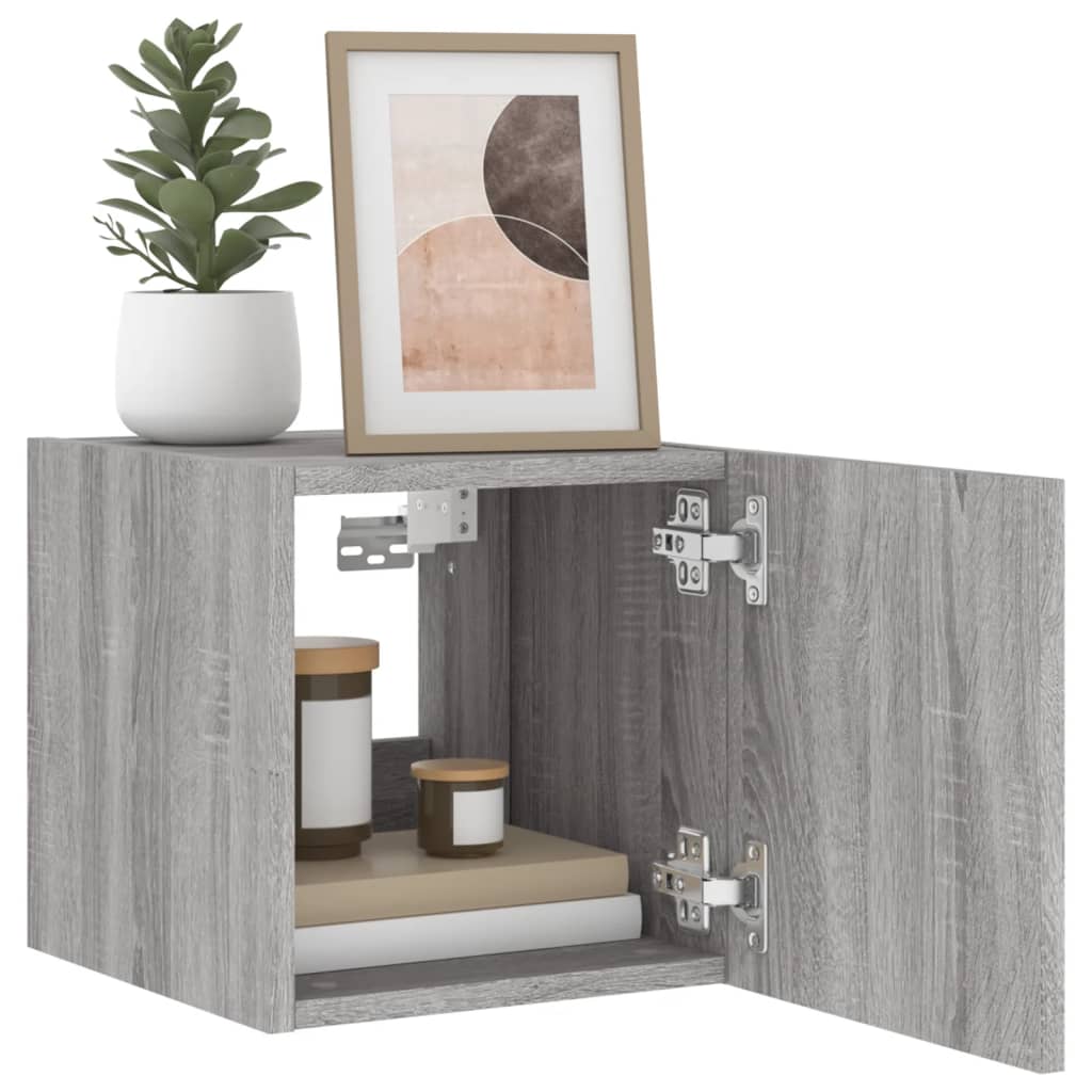 TV wall cabinet with LED lights Gray Sonoma 30.5x35x30 cm