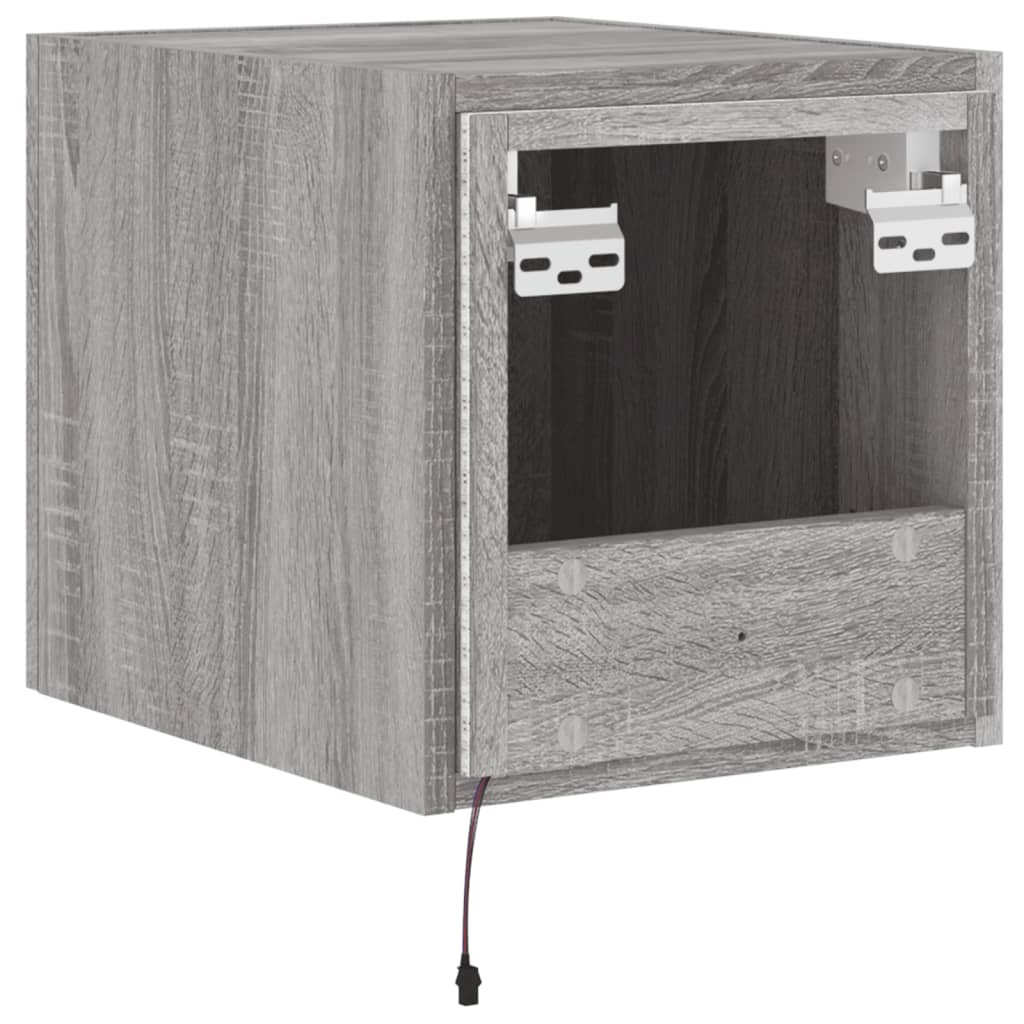TV wall cabinet with LED lights Gray Sonoma 30.5x35x30 cm