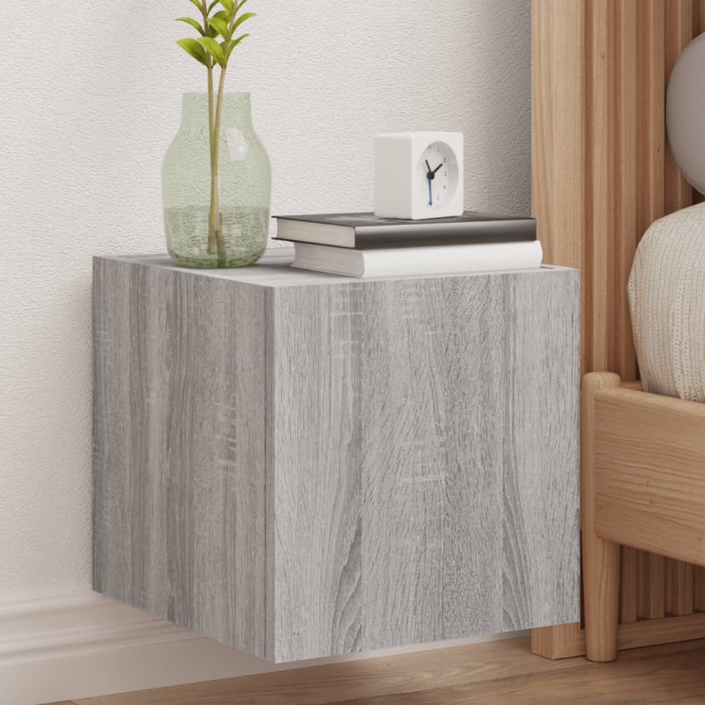 TV wall cabinet with LED lights Gray Sonoma 30.5x35x30 cm