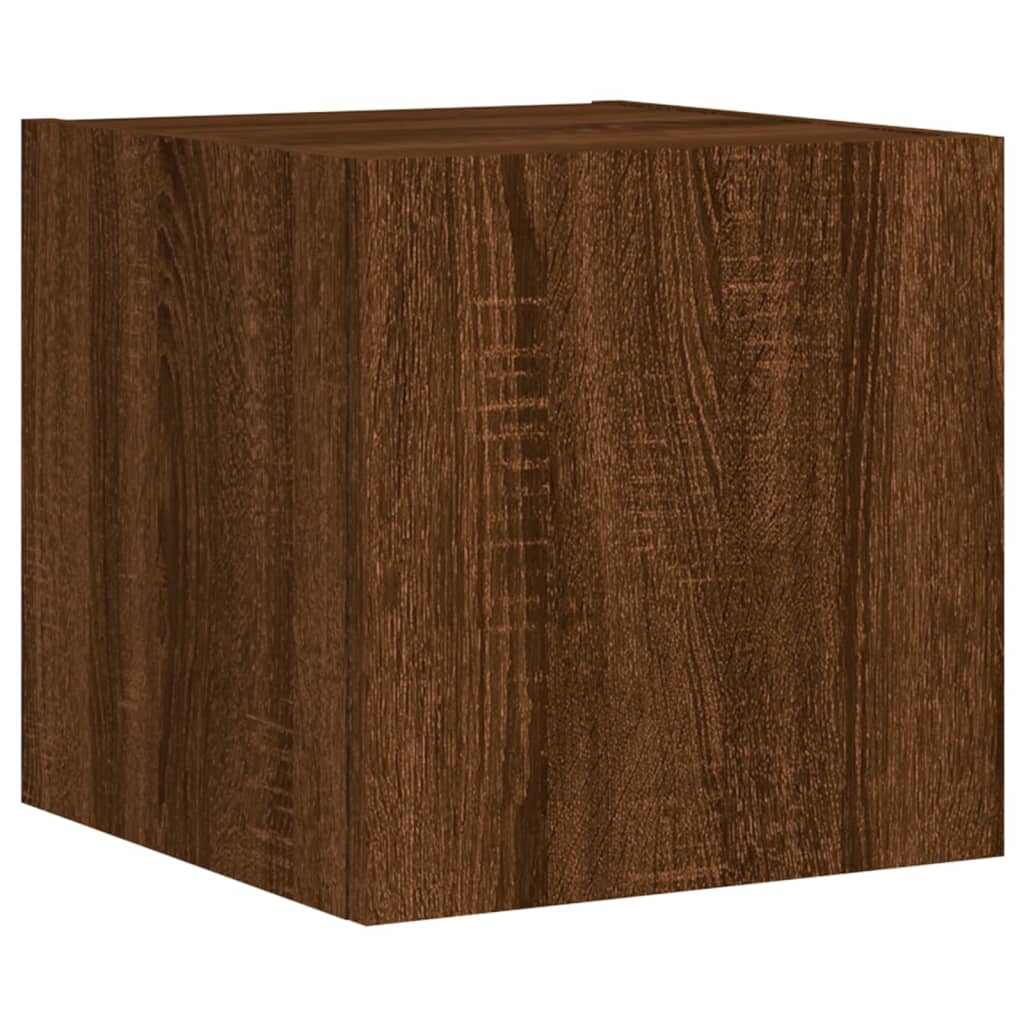TV wall cabinet with LED lights brown oak look 30.5x35x30cm