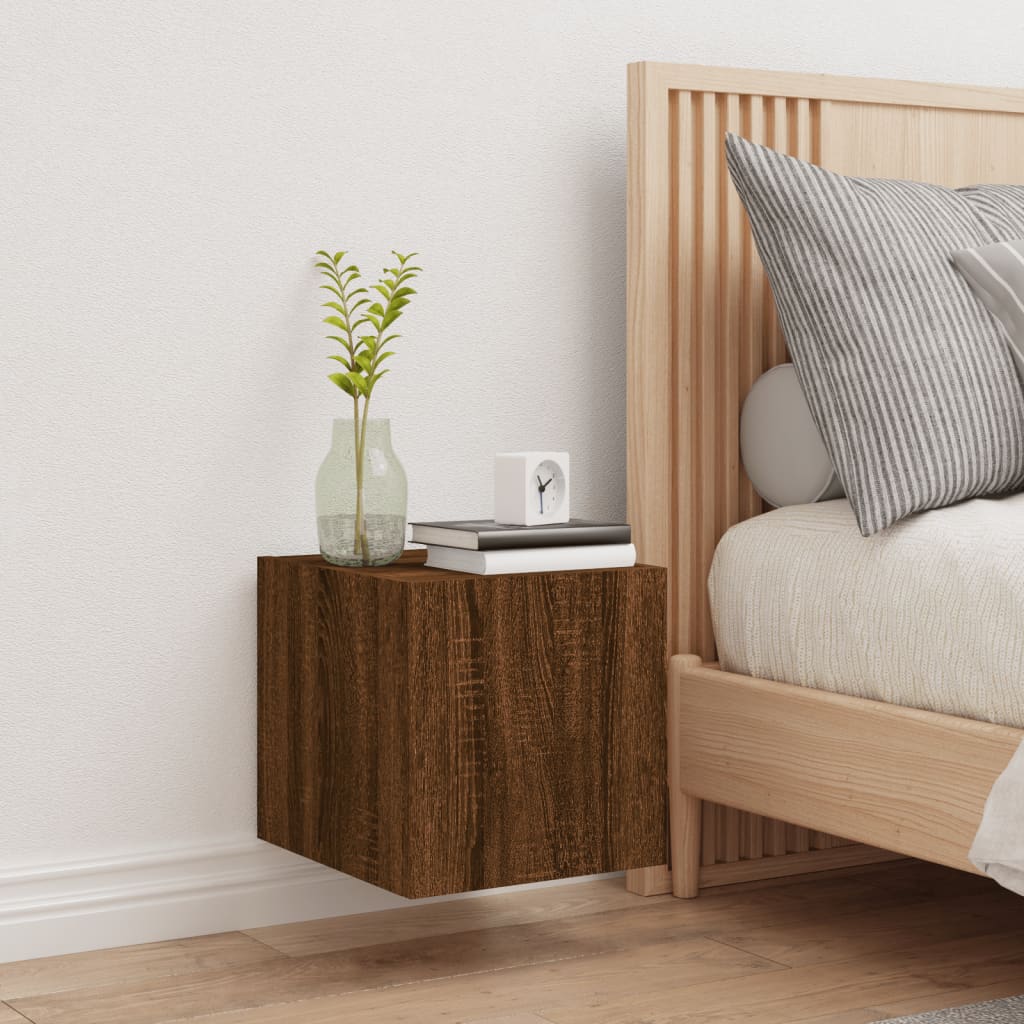 TV wall cabinet with LED lights brown oak look 30.5x35x30cm