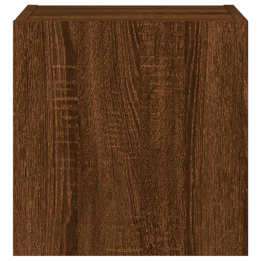 TV wall cabinet with LED lights brown oak look 30.5x35x30cm