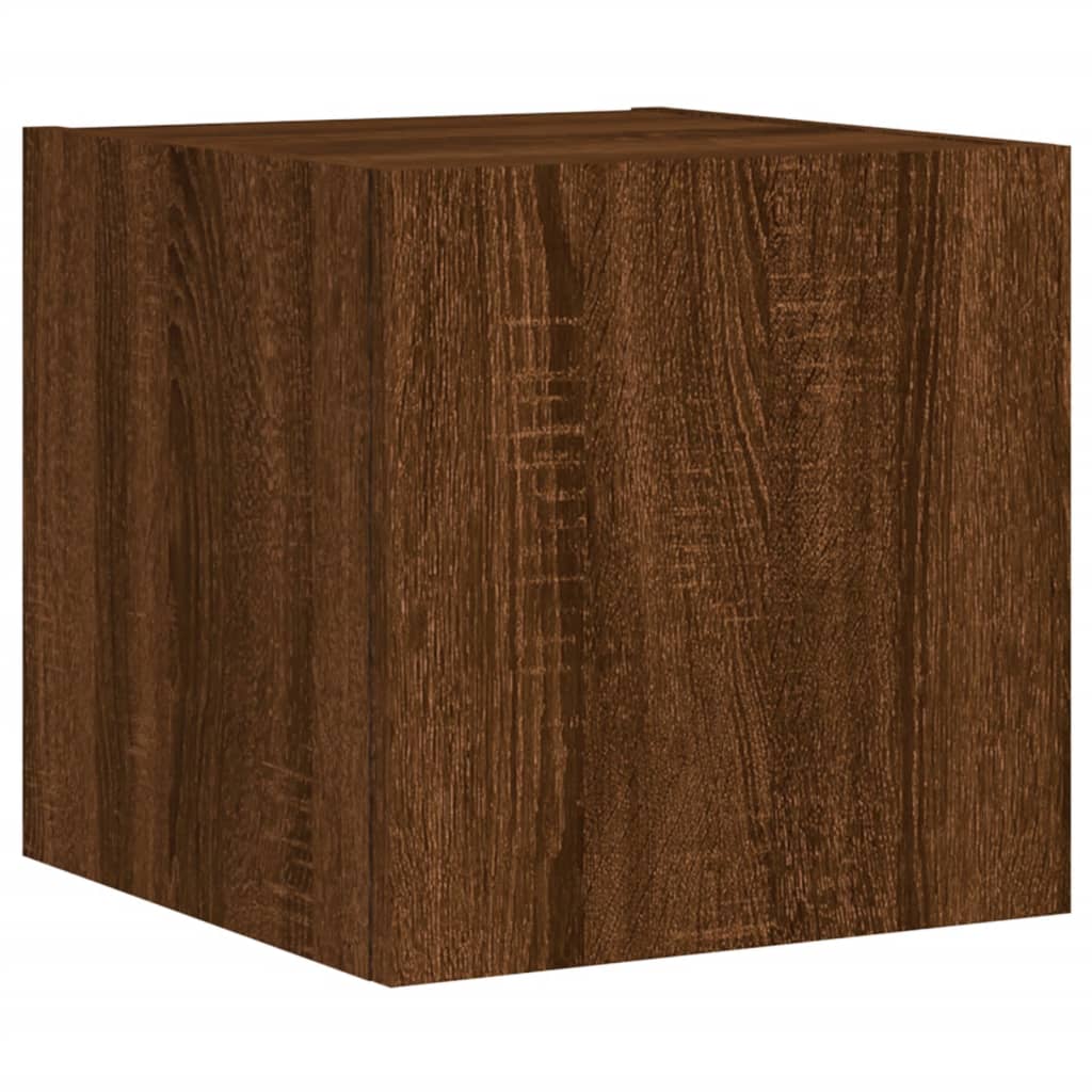 TV wall cabinets with LED lights 2 pcs. Brown oak look