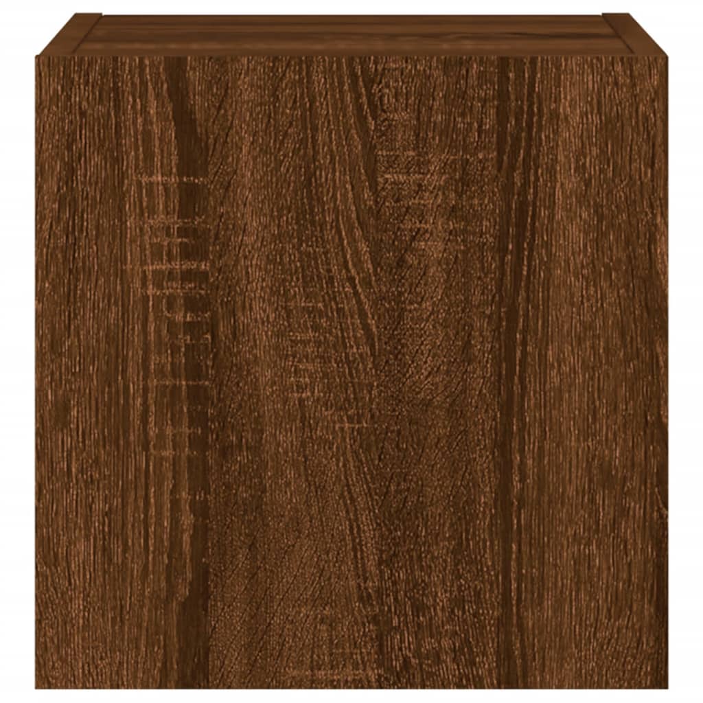 TV wall cabinets with LED lights 2 pcs. Brown oak look