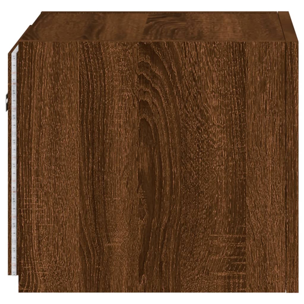 TV wall cabinets with LED lights 2 pcs. Brown oak look