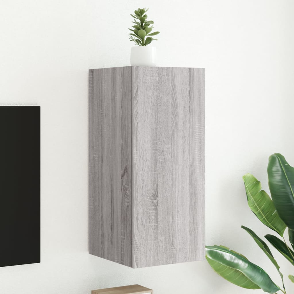 TV wall cabinet with LED lights Gray Sonoma 30.5x35x70 cm